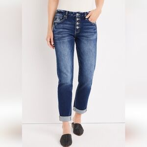 Kancan Boyfriend Mid Rise Button Fly Jean